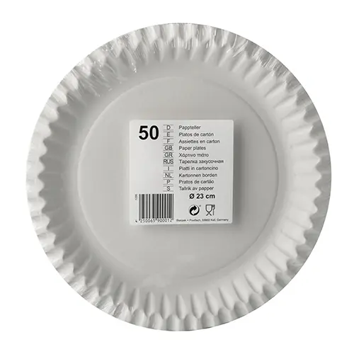 Starpak Teller, Pappe rund Ø 23 cm weiß, 12 x 50 Stück PAPSTAR Pappteller aus Frischfaserkarton lebensmittelecht, Art.-Nr. 89158