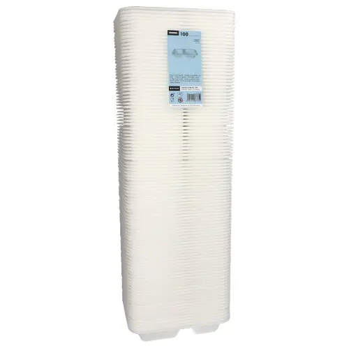 Starpak Siegelschalen XPS 2-geteilt 800 ml, weiße laminierte Siegelschale aus XPS von PAPSTAR, 18,5 x 23,5 x 4,2 cm, Artikel 88785