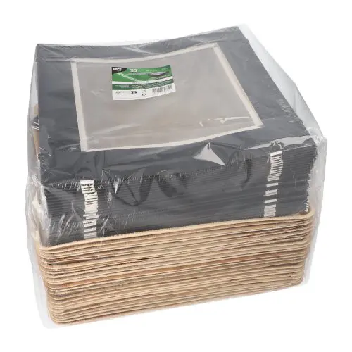 PAPSTAR Tabletts, Palmblatt eckig 5 x 29 x 29 cm mit separatem Kartondeckel und Banderole, nachhaltige Menütabletts für Außer-Haus-Verkauf, Artikel 89495