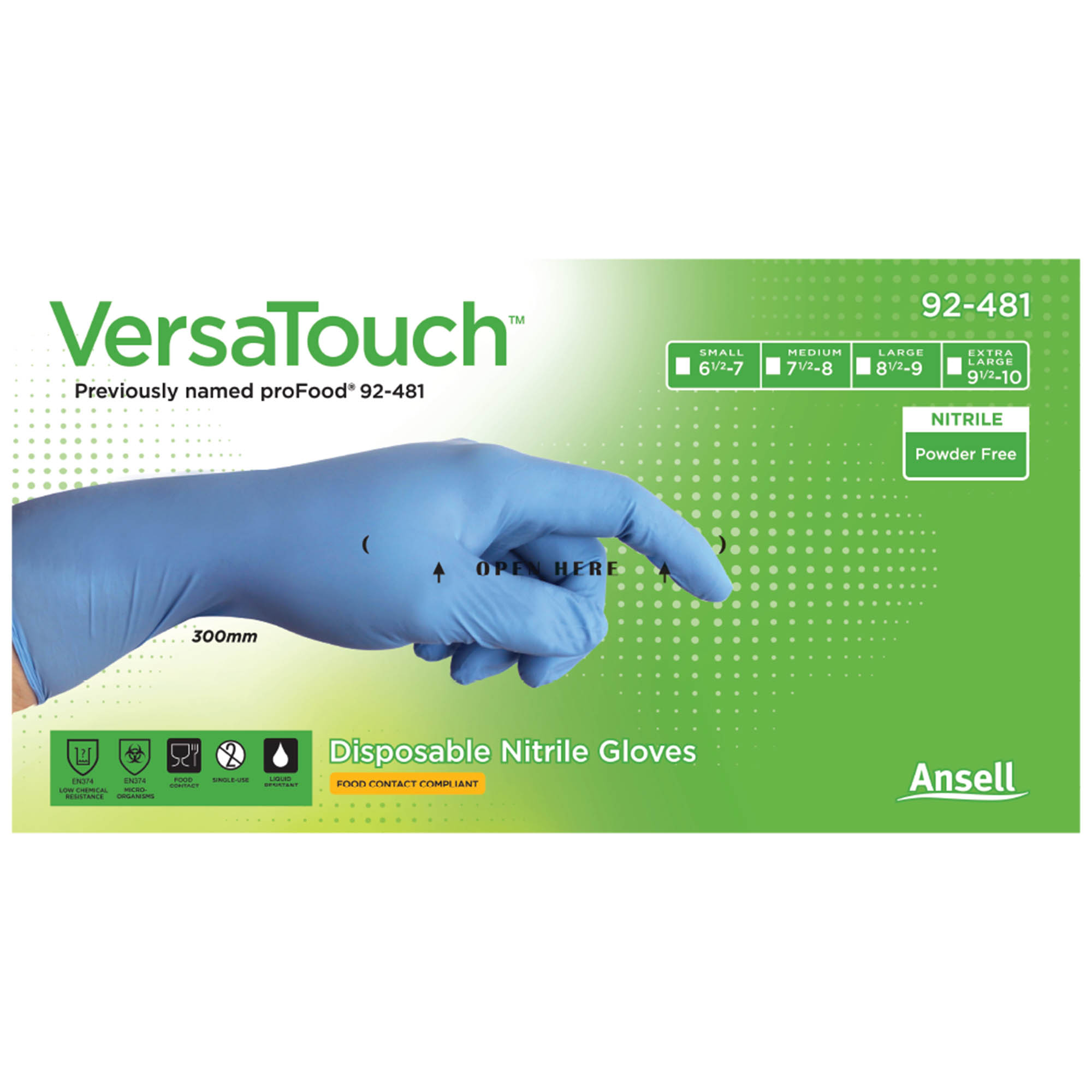 Ansell VersaTouch 92-481 Nitrilhandschuhe hellblau puderfrei, VE 1000 Stück
