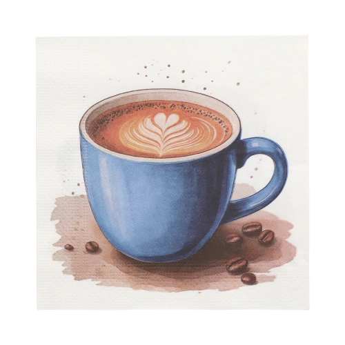 PAPSTAR Servietten, 3-lagig 1/4-Falz 33 cm x 33 cm "Cup of Coffee", 10 x 20 Stück