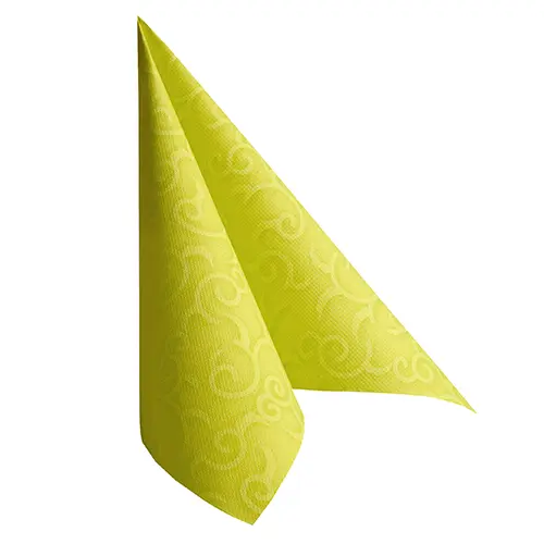 PAPSTAR Servietten ROYAL Collection Casali limonengrün 40x40 cm, dekorativ gefaltete Premium-Serviette in Stoffoptik mit dezentem Muster, weich, formstabil und umweltzertifiziert