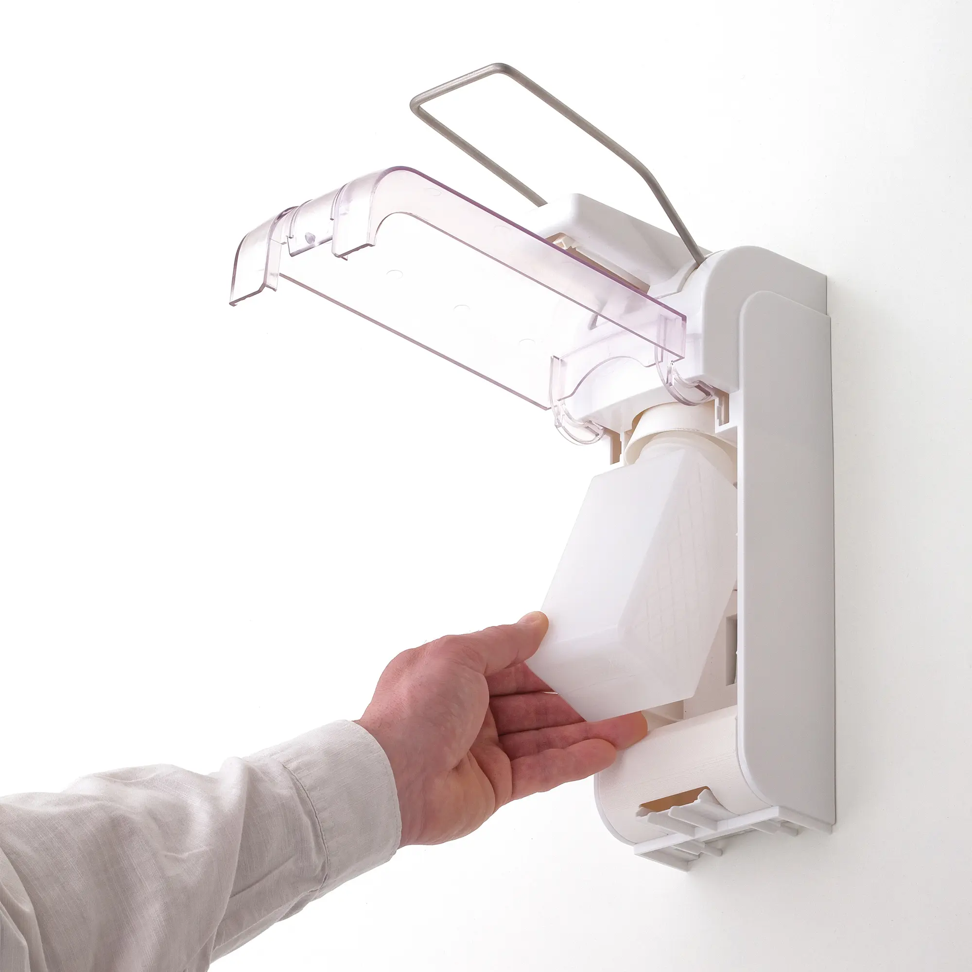 Armhebelspender Universal 500 ml/1000 ml Kunststoff von JM Metzger, nachfüllbarer Dosierspender für 500 ml und 1000 ml Euro-Flaschen für Desinfektionsmittel und Seife