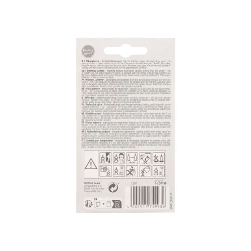PAPSTAR Zahlenkerze mit Halter 7 cm gold "2", 7 cm hohe Paraffin-Geburtstagskerze mit sicherem Halter für Torten, sauberer Abbrand, Artikel 37156