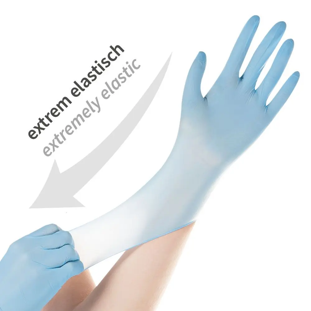 Hygostar Extra Safe Super Stretch Nitrilhandschuhe blau puderfrei, extrem elastische Nitril-Einweghandschuhe für Medizin, Pflege, Gastronomie und Industrie, VE 1000 Stück