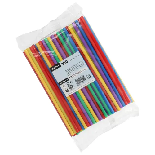 Starpak Mehrweg-Shake-Halme PP Ø 8 mm, 25 cm farbig sortiert von PAPSTAR, robuste wiederverwendbare Trinkhalme für Shakes, Smoothies und Slush-Eis