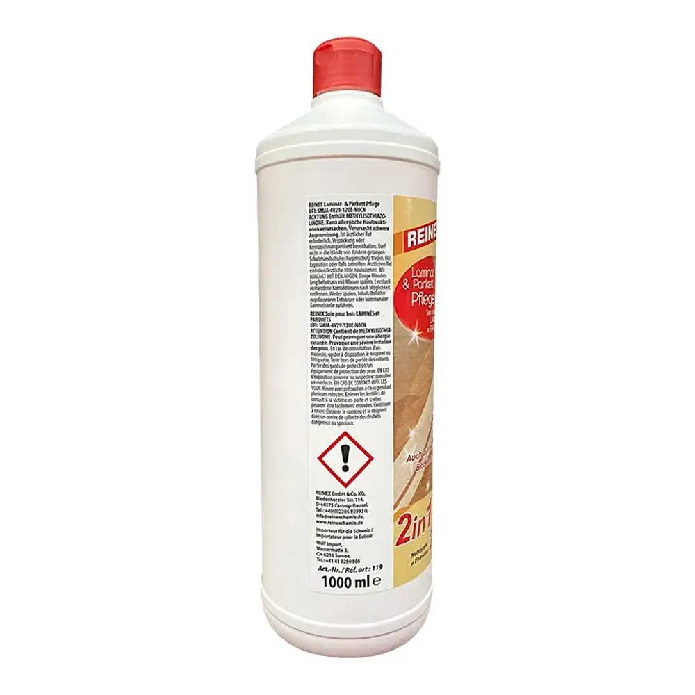Reinex Laminat & Parkettpflege 2 in 1 Wischpflege für versiegelte Laminat-, Holz- und Parkettböden in der 1-Liter-Flasche, reinigt und pflegt streifenfrei