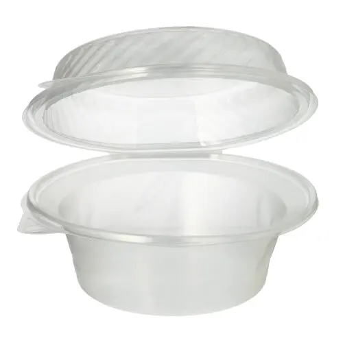 PAPSTAR Pro Pac Feinkost- und Salatschalen mit Klappdeckel PP rund 1400 ml, transparente To-go-Schale für Salate, Feinkost und Antipasti, Karton 100 Stück, Art.-Nr. 89158