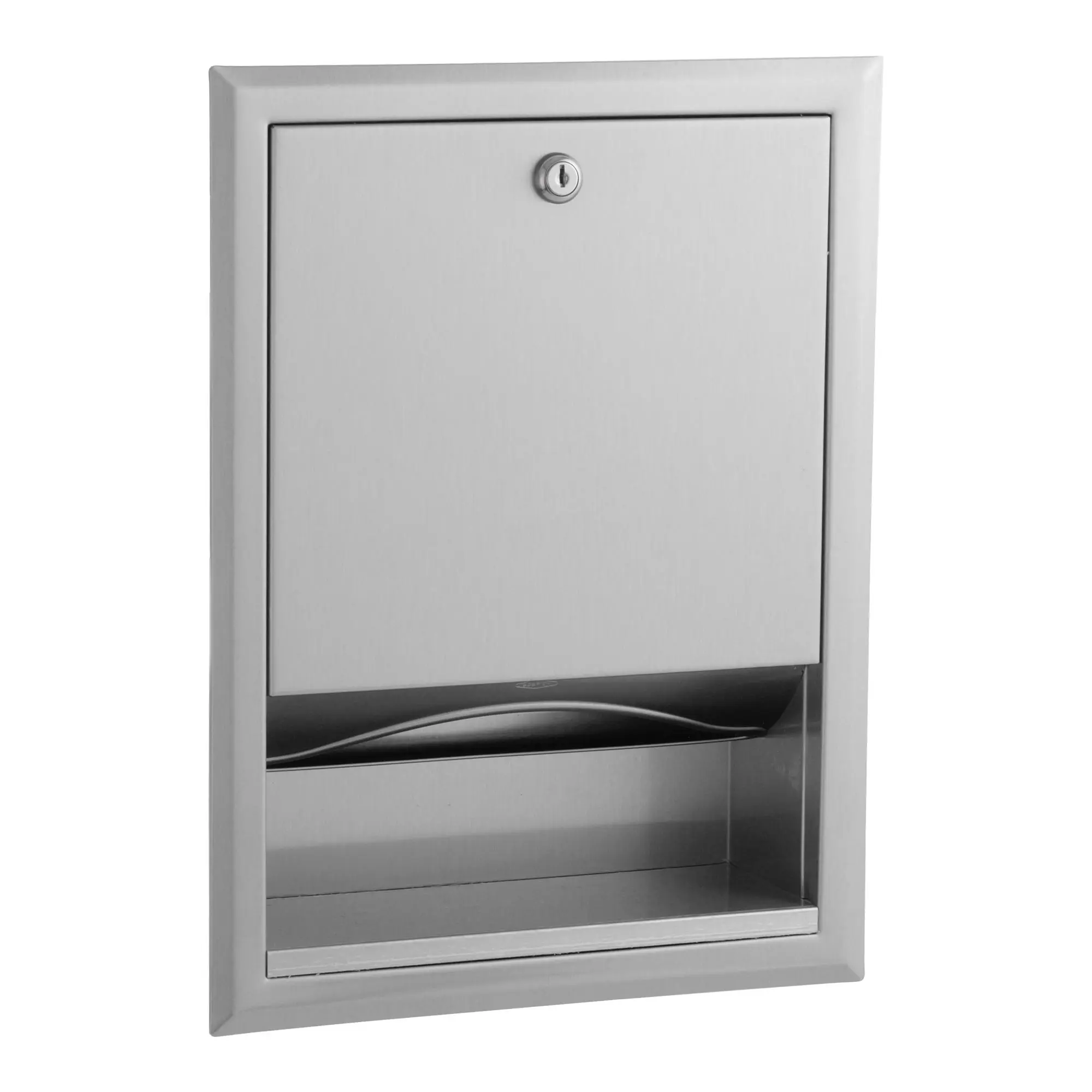 Bobrick B-359 Classic Papierhandtuchspender Wandeinbau aus Edelstahl, wandbündiger Einbau-Handtuchspender mit Schloss für C-, W- und Z-Falz Handtücher