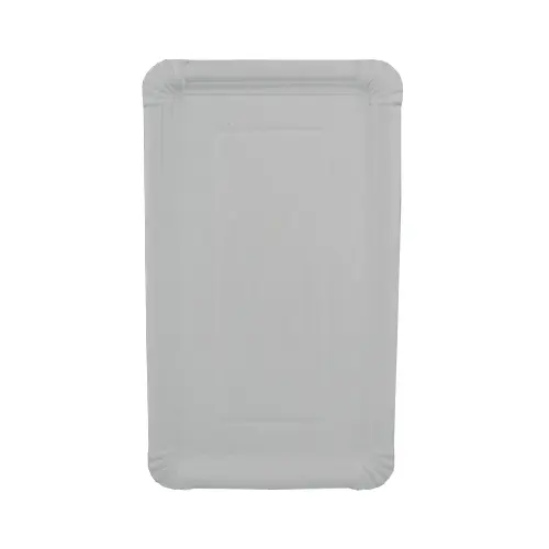 PAPSTAR ABC Pak Teller, Pappe [rc] eckig 19 x 33 cm weiß, stabiler Recycling-Pappteller für Events und Catering, Artikel 95333