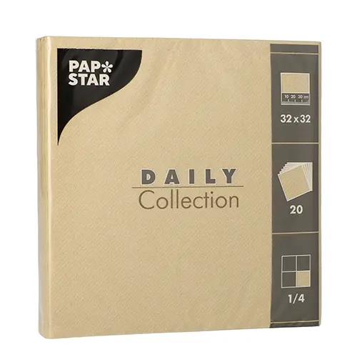 PAPSTAR 20 Servietten "DAILY Collection" 1/4-Falz 32 cm x 32 cm sand