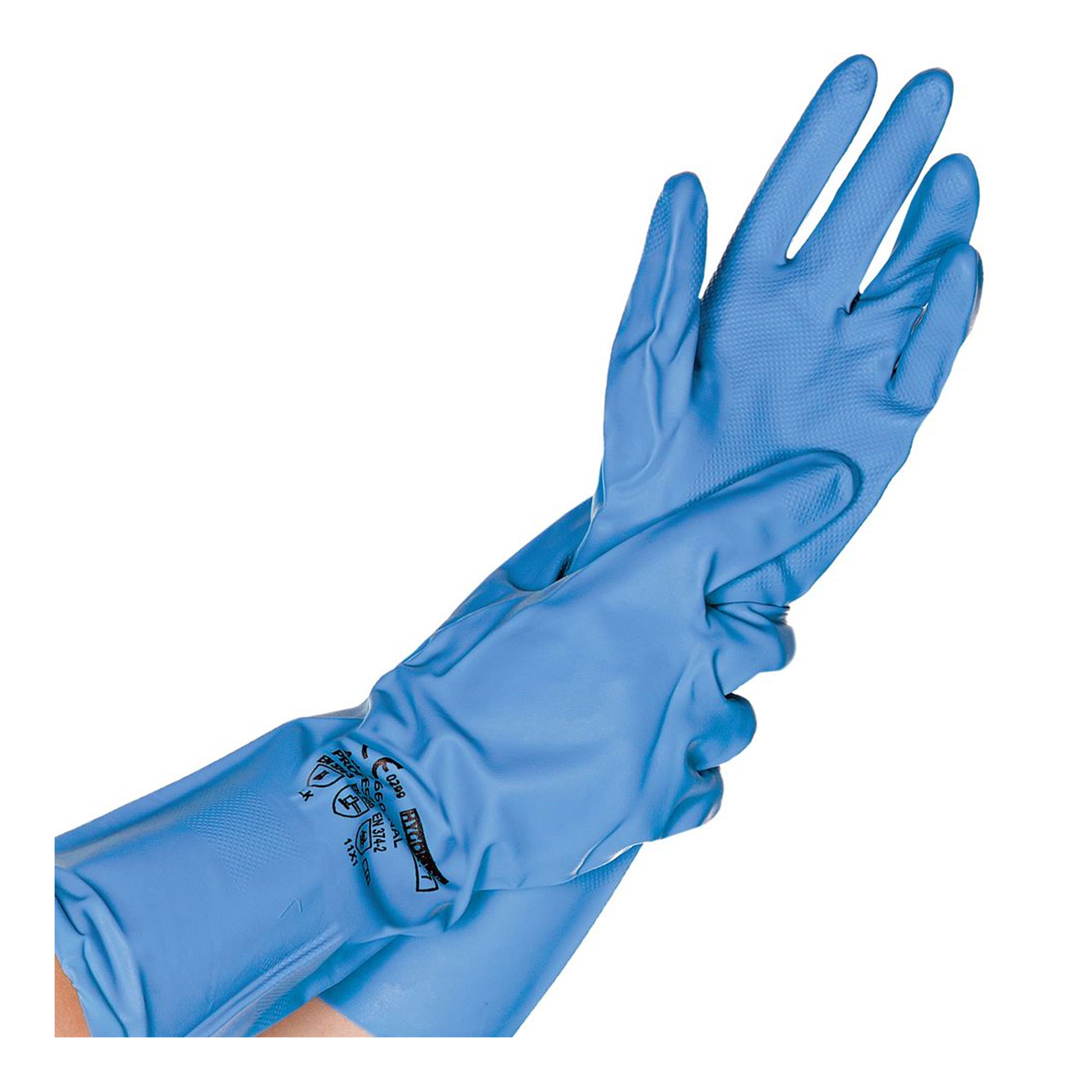 Hygostar Professional Chemikalienschutzhandschuhe mit Nitril-Beschichtung blau, VE 144 Paar