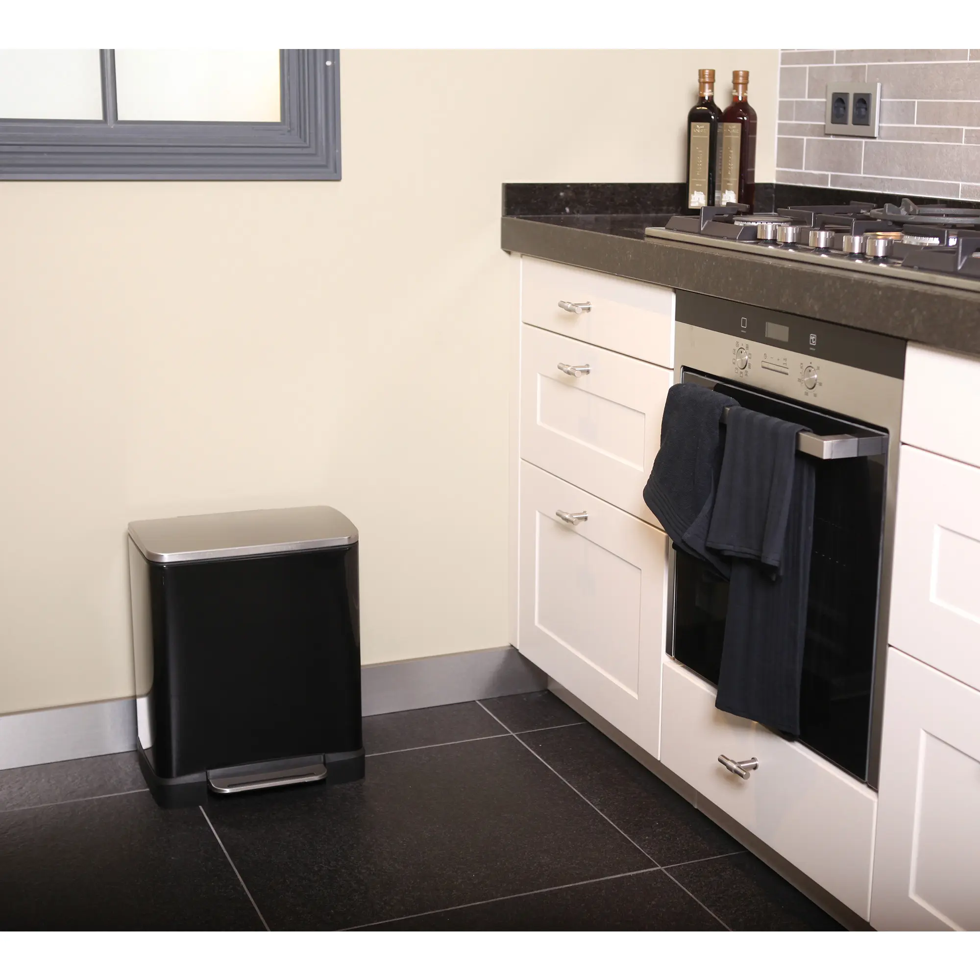 EKO E-Cube Recycling Tretmülltrenner  1x10 1x9 Liter Edelstahl matt, schwarz,  2-fach Küche Arbeitszimmer 31667499