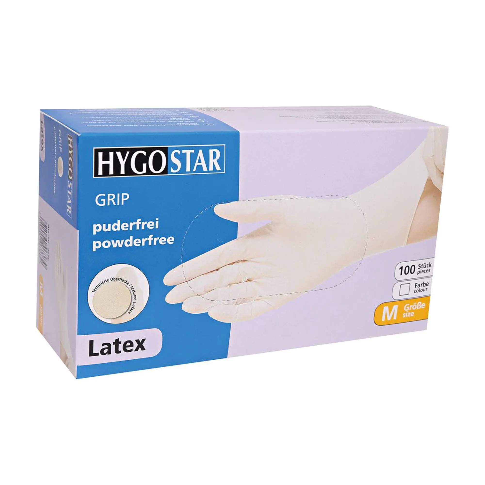 Hygostar Grip Latexhandschuhe weiß puderfrei, VE 1000 Stück – robuste, griffige Latex-Einweghandschuhe für Medizin, Labor, Gastronomie und Lebensmittelindustrie
