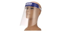 Gesichtsschutzschild mit klarem Visier und elastischem Stirnband für Vollgesichtsschutz, Seitenansicht auf Kopfmodell, Art.-Nr. 512