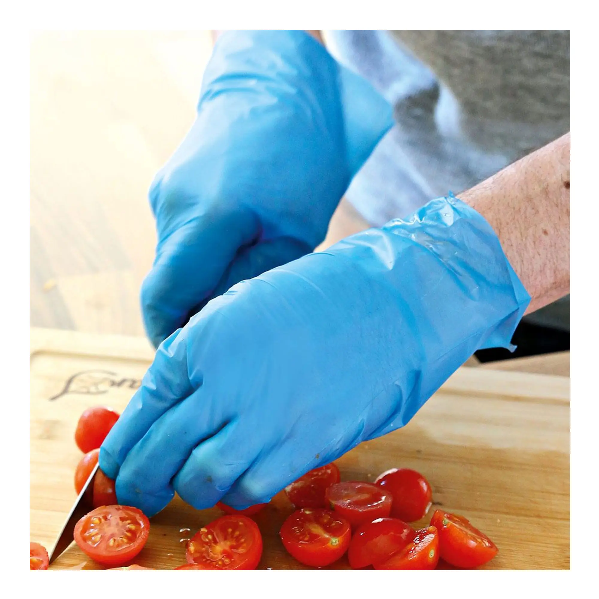 Hygostar Allfood Thermosoft TPE-Handschuhe blau, puderfreie Einmalhandschuhe aus weichem TPE beim hygienischen Schneiden von Lebensmitteln, VE 2000 Stück
