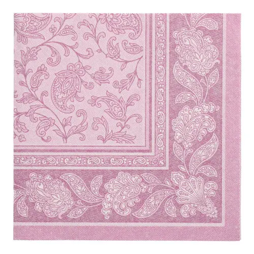 PAPSTAR Servietten "ROYAL Collection" 1/4-Falz 40 x 40 cm lila "Ornaments", stoffähnliche Premium-Tissue Servietten mit ornamentalen Pflanzenranken, FSC zertifiziert, 5 x 50 Stück, Art.-Nr. 37025
