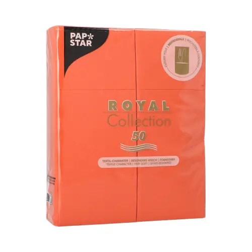 PAPSTAR Servietten "ROYAL Collection" 40 x 30 cm nektarine mit Besteckfalz, hochwertige stoffähnliche Premium-Tissue-Servietten, FSC-zertifiziert, Packung mit 50 Stück