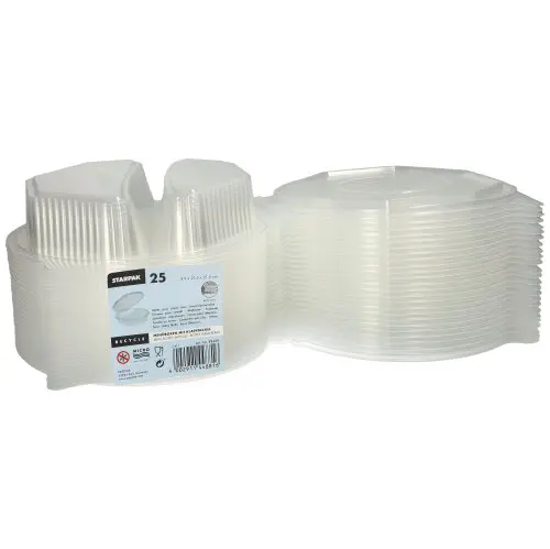 Starpak Menüboxen mit Klappdeckeln, PP 2-geteilt, transparente 8-eckige Menüschale 900 ml für To-go-Speisen, lebensmittelechte PP-Verpackung von PAPSTAR