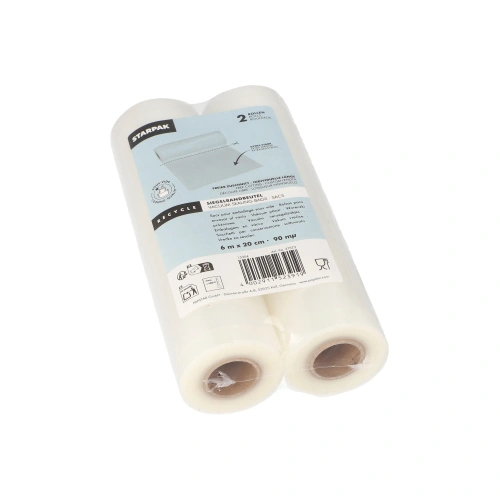 Starpak Siegelrandbeutel, PA / PE 6 m x 20 cm transparent "Sous Vide" Kochqualität, 25 x 2 Rollen