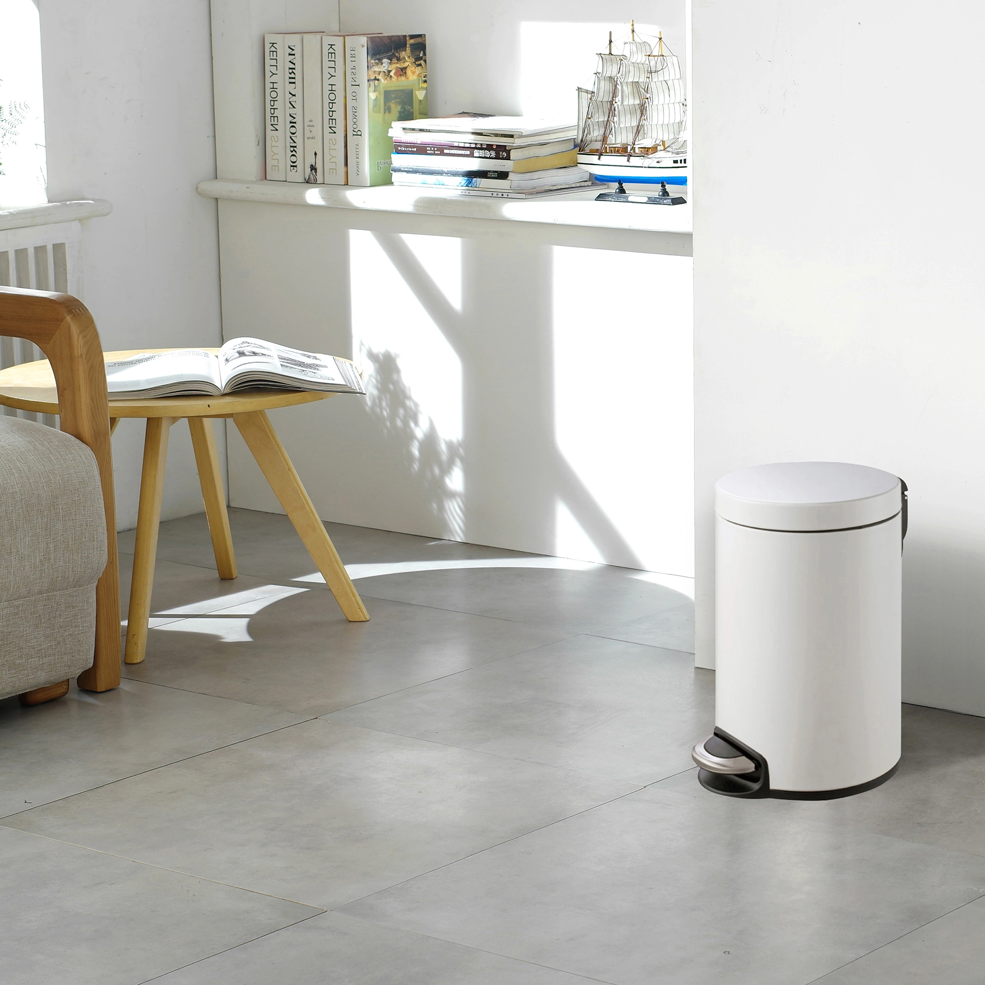 EKO Serene mit Inneneimer aus Metall Treteimer 12 Liter Klappdeckel mit Pedal