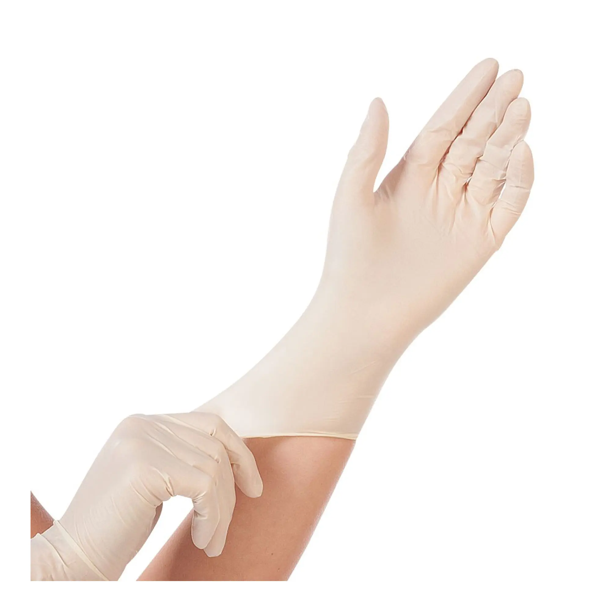 Hygostar Med Grip Latexhandschuhe weiß puderfrei, robuste Latex-Einmalhandschuhe mit texturierter Oberfläche und Rollrand für sicheren Griff in der Alten- und Krankenpflege, VE 1000 Stück