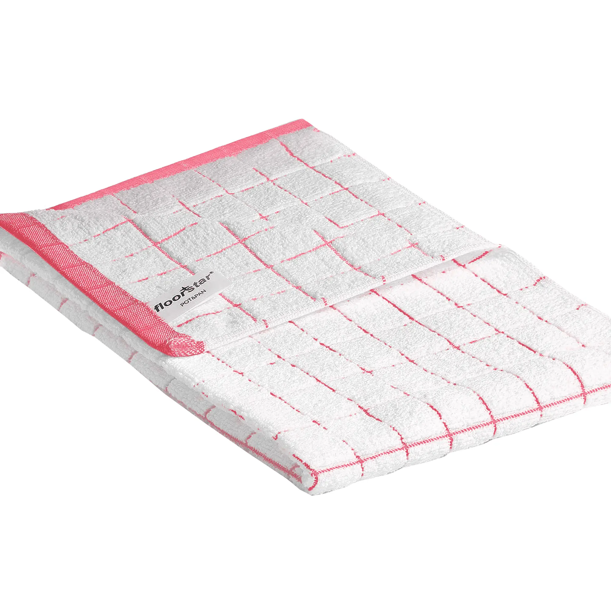 Floorstar Microfaser-Geschirrtücher, 5 Stück, kariert in Weiß mit rosa Karo, 60 x 40 cm, extra saugfähig und weich für Geschirr in der Küche