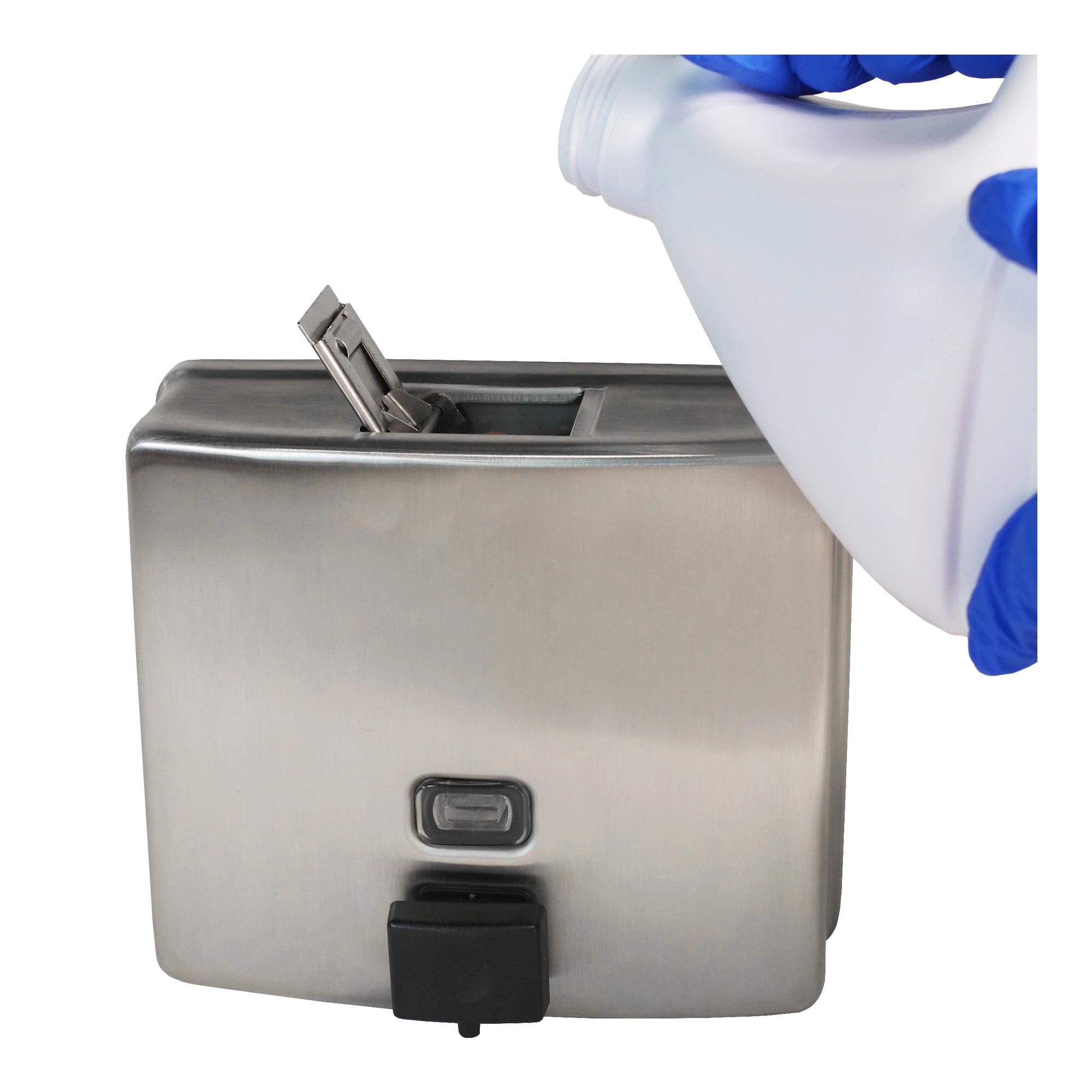 Bobrick B-4112 Contura Seifenspender 1200 ml aus Edelstahl 18/10, wandmontierter, vandalismussicherer Spender für Flüssigseife, Waschlotion und Seifencremes, Artikelnummer B-4112