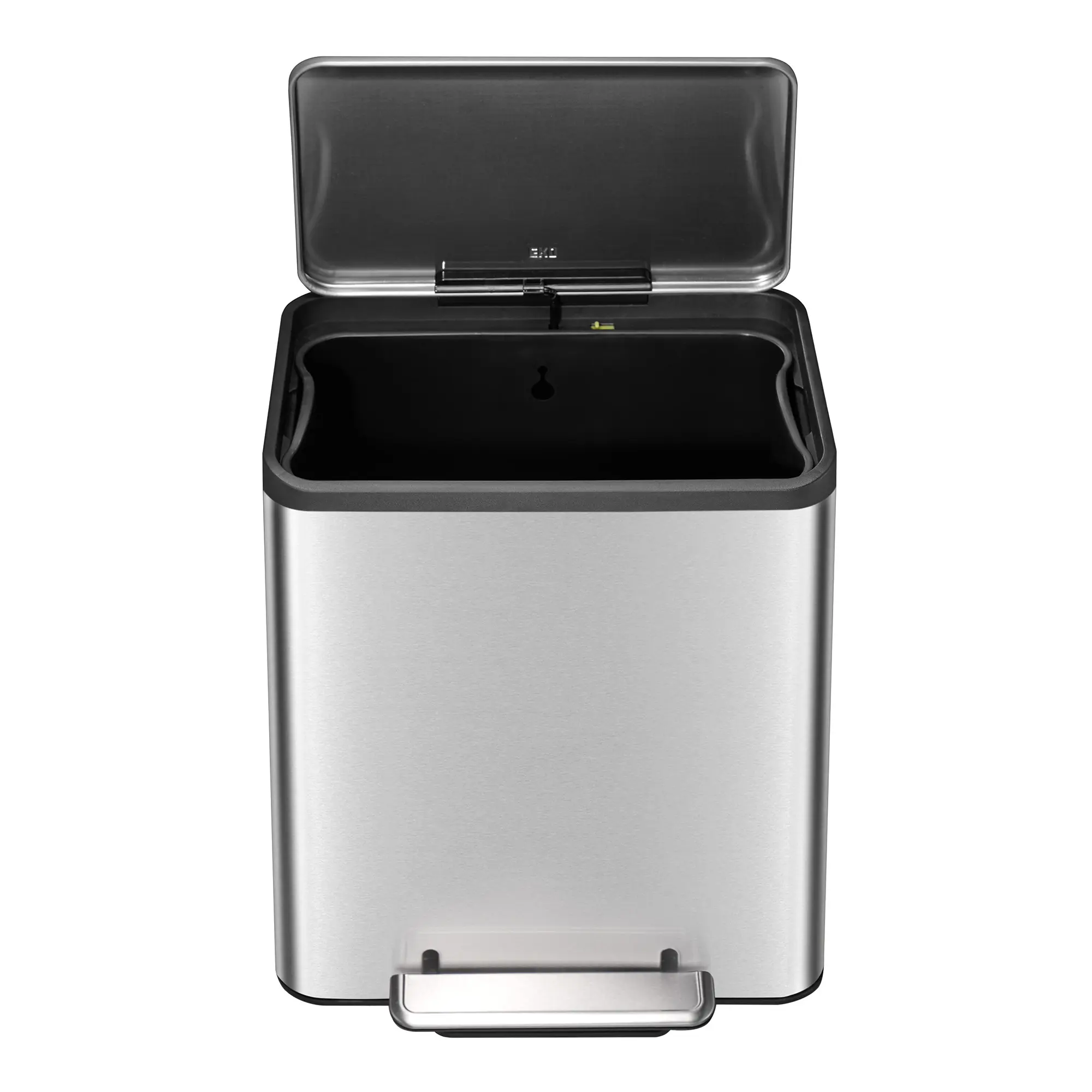 EKO EcoCasa Tretmülleimer Edelstahl 30 Liter mit offenem Deckel, herausnehmbarem Inneneimer und Fußpedal, Hersteller EKO