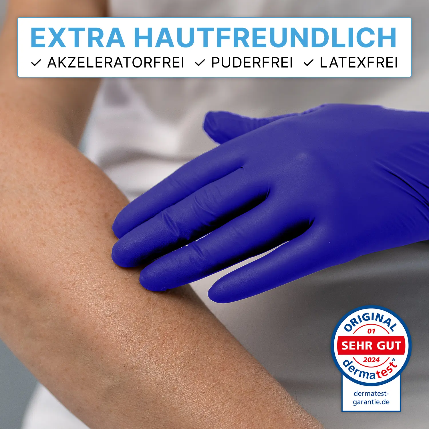 ARNOMED XTRA PURE NITRIL VIOLET BLUE Nitrilhandschuhe violettblau puderfrei, 100 Stück in verschiedenen Größen, latexfreie und extra reißfeste Untersuchungshandschuhe für professionelle Hygieneanwendungen