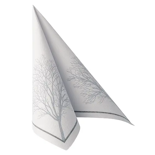 PAPSTAR Servietten "ROYAL Collection" "Grief" 40 x 40 cm, 1/4-Falz, graue Premium-Trauerserviette in Stoffoptik mit Baum-Motiv für Trauerfeiern, weich, formstabil und FSC-zertifiziert
