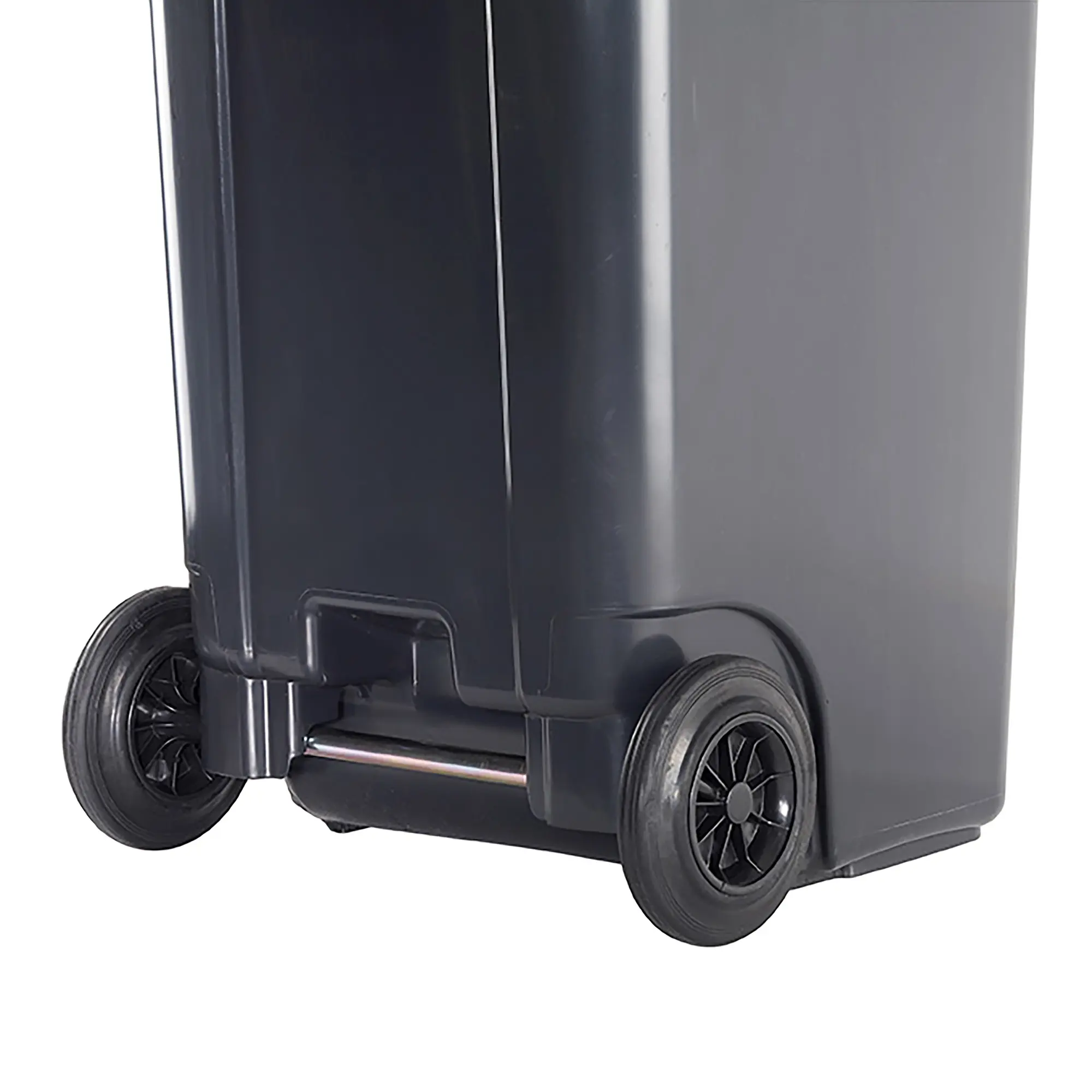 Vepa Bins Mini Container 240 Liter mit Klappdeckel, graue 2-Rad-Mülltonne aus UV-beständigem HDPE mit ergonomischen Griffen und Vollgummirädern