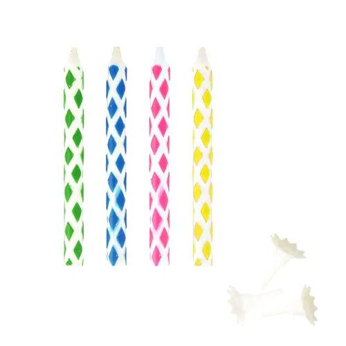 PAPSTAR Magic-Kerzen mit Halter 6 cm farbig sortiert, bunte Wunderkerzen für Geburtstagstorte, wiederentzündend, inkl. Halter, ca. 6 cm lang, Brenndauer 7 Minuten