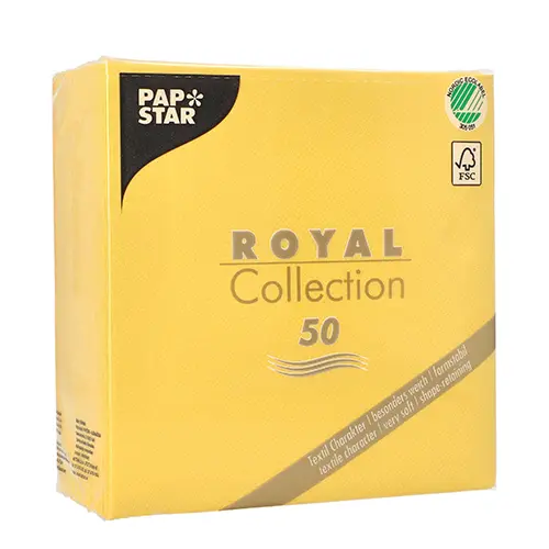 PAPSTAR 50 Servietten "ROYAL Collection" 1/4-Falz 33 cm x 33 cm gelb