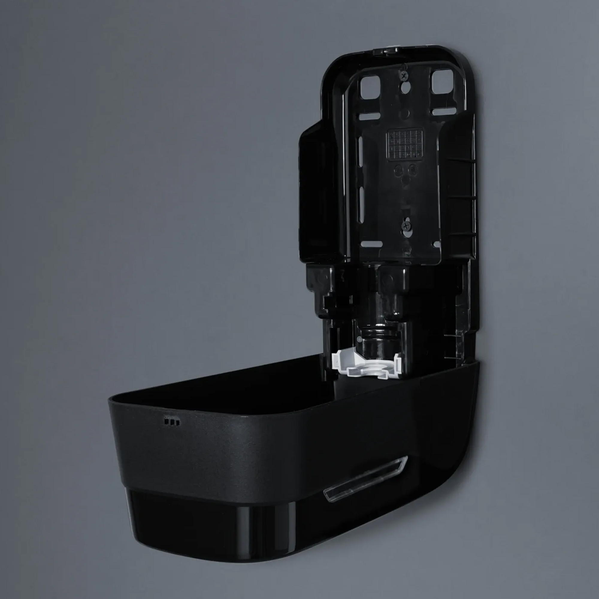 SEMYtop Seifenspender 1000 ml Kunststoff, nachfüllbar, schwarzer Wand-Seifenspender mit modernem Design für Sanitär- und Waschraumbereiche, Artikelnummer ST-1000