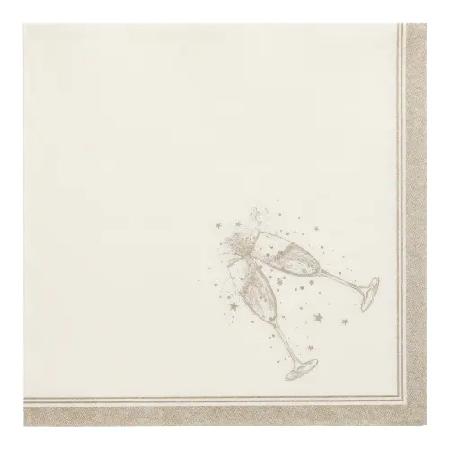 PAPSTAR Servietten "ROYAL Collection" 1/4-Falz 40 x 40 cm gold "Festivities", stoffähnliches Premium-Tissue mit Sektgläser-Motiv für festliche Anlässe, Art.-Nr. 37266