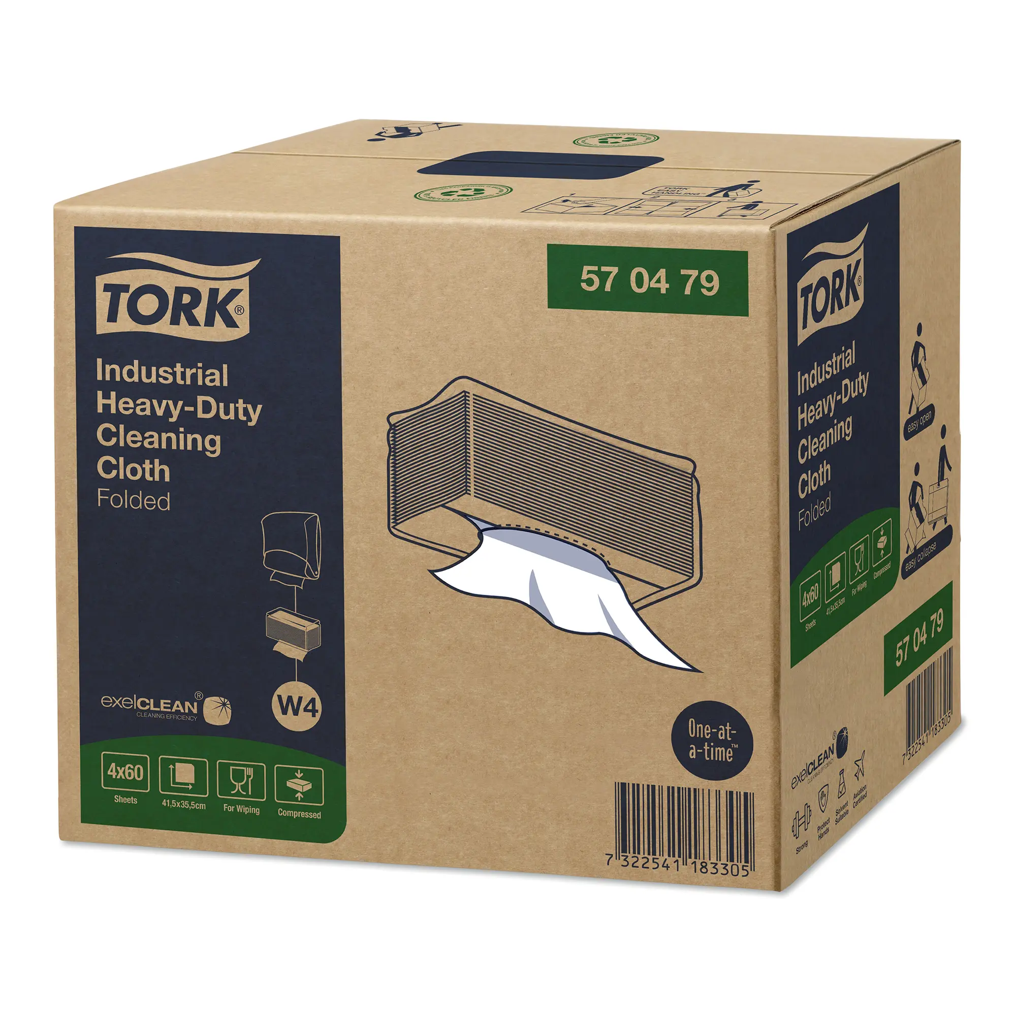 Tork 570479 Premium extra-starke Industrie Reinigungstücher W4 weiß 1-lagig, 35,5 x 41,5 cm, 240 Tücher
