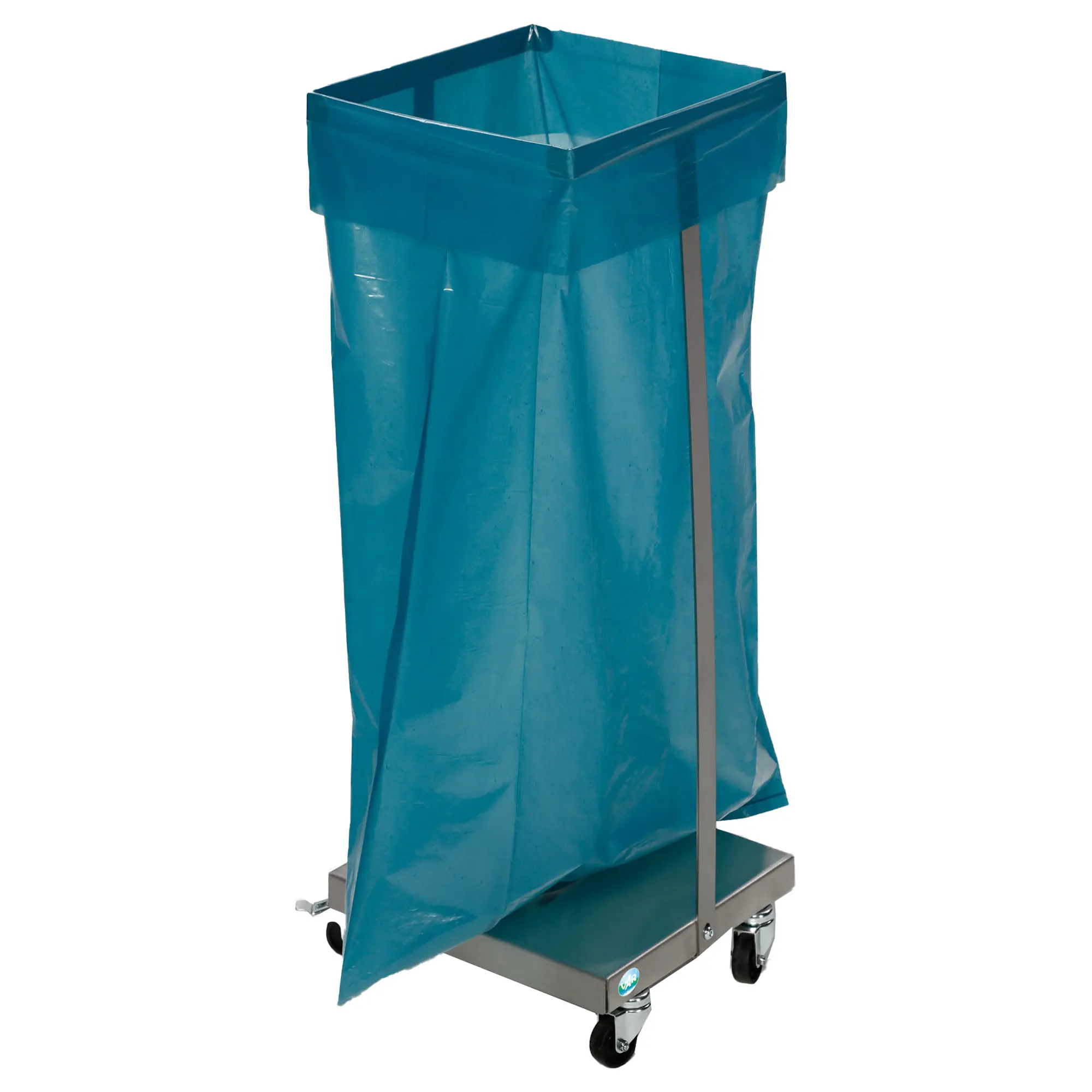 VAR Abfallsammler Typ SHR 120, Edelstahl, fahrbarer Müllsackständer für 120 Liter Säcke mit 4 Lenkrollen von VAR