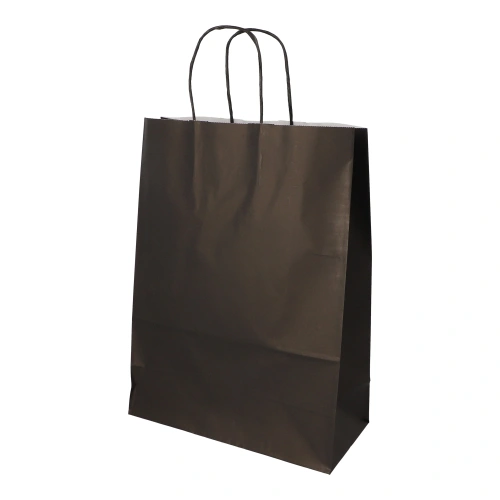 PAPSTAR Tragetaschen, Papier 35 cm x 26 cm x 12 cm schwarz mit gedrehtem Tragegriff, 10 x 25 Stück
