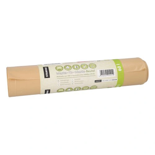 Starpak Müllsäcke aus 100% PCW "Waste-To-Waste" 60 l 88 x 60 cm braun, stabile LDPE-Abfallsäcke 45 my aufgerollt, 16 x 20 Stück von PAPSTAR, Art.-Nr. 12979