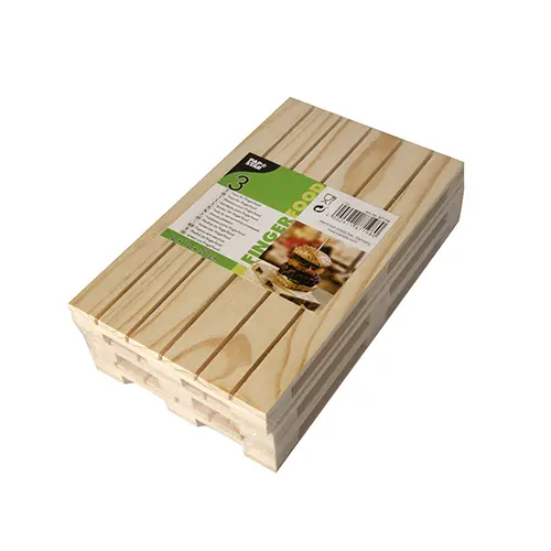 PAPSTAR 3 Trays für Fingerfood, Holz 2 cm x 12 cm x 20 cm