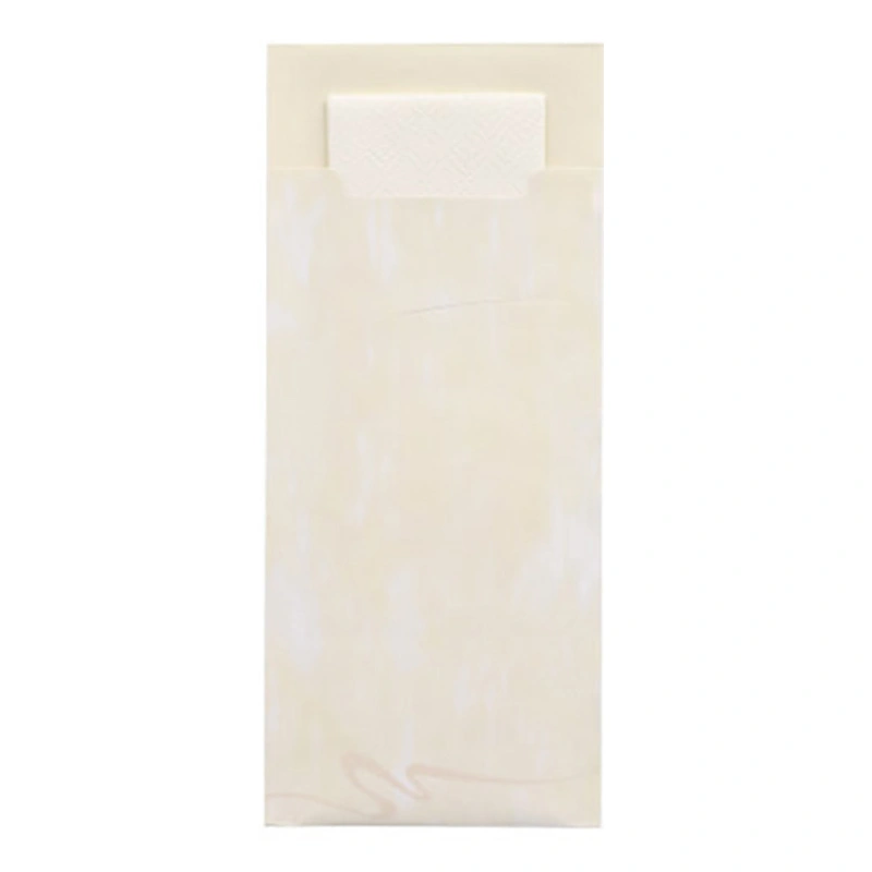 PAPSTAR Bestecktaschen 20 cm x 8,5 cm creme inkl. weißer Serviette 33 x 33 cm 2-lag.