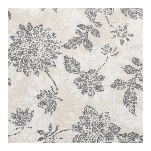 PAPSTAR Servietten "ROYAL Collection" 1/4-Falz 40 x 40 cm anthrazit Flowers mit grauem Blumenmuster aus stoffähnlichem Premium-Tissue, FSC-zertifiziert, 8 x 20 Stück