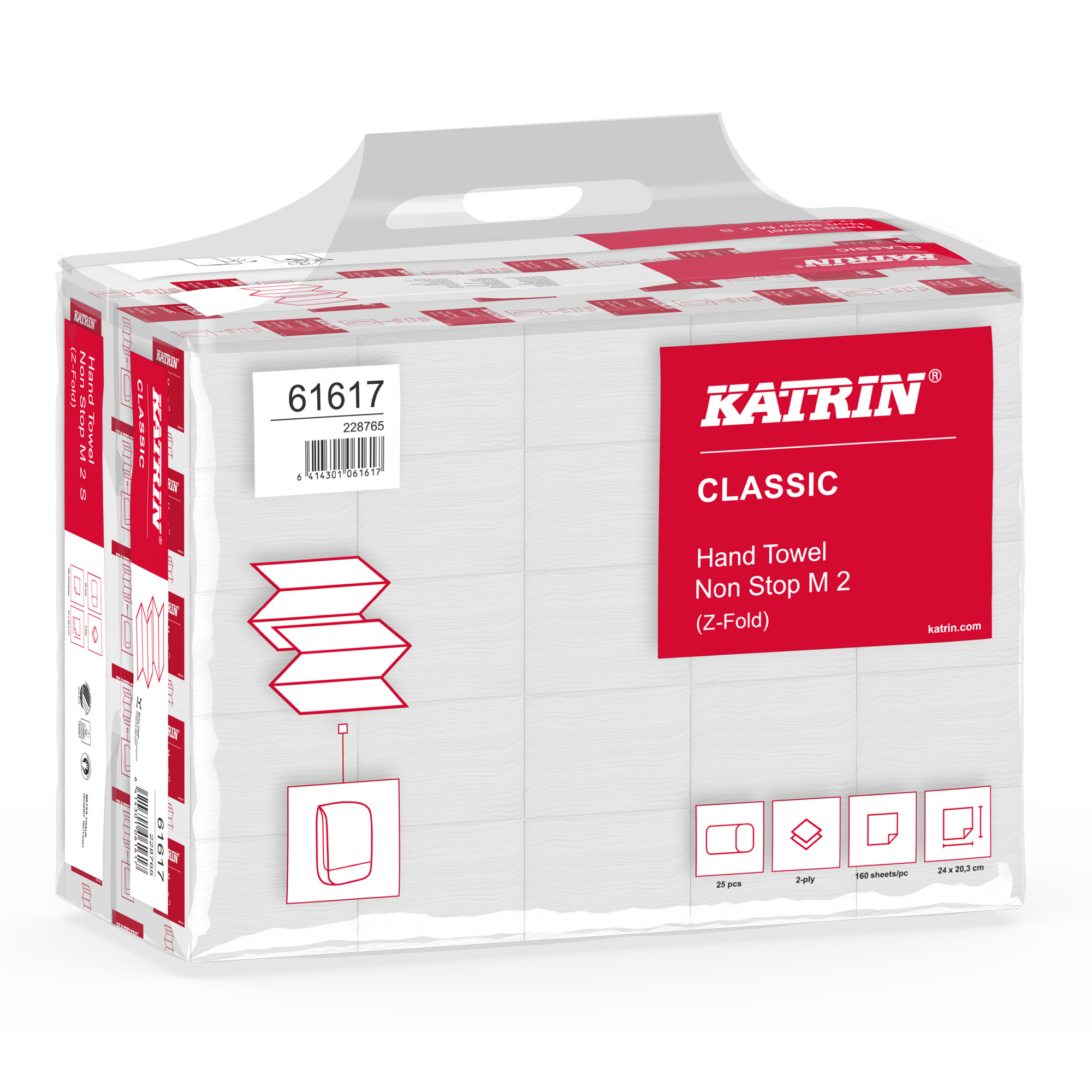 Katrin Classic M2 Papierhandtücher Tissue, Interfold Z-Falz, 2-lagig, weiß 4000 Tücher 61617_1