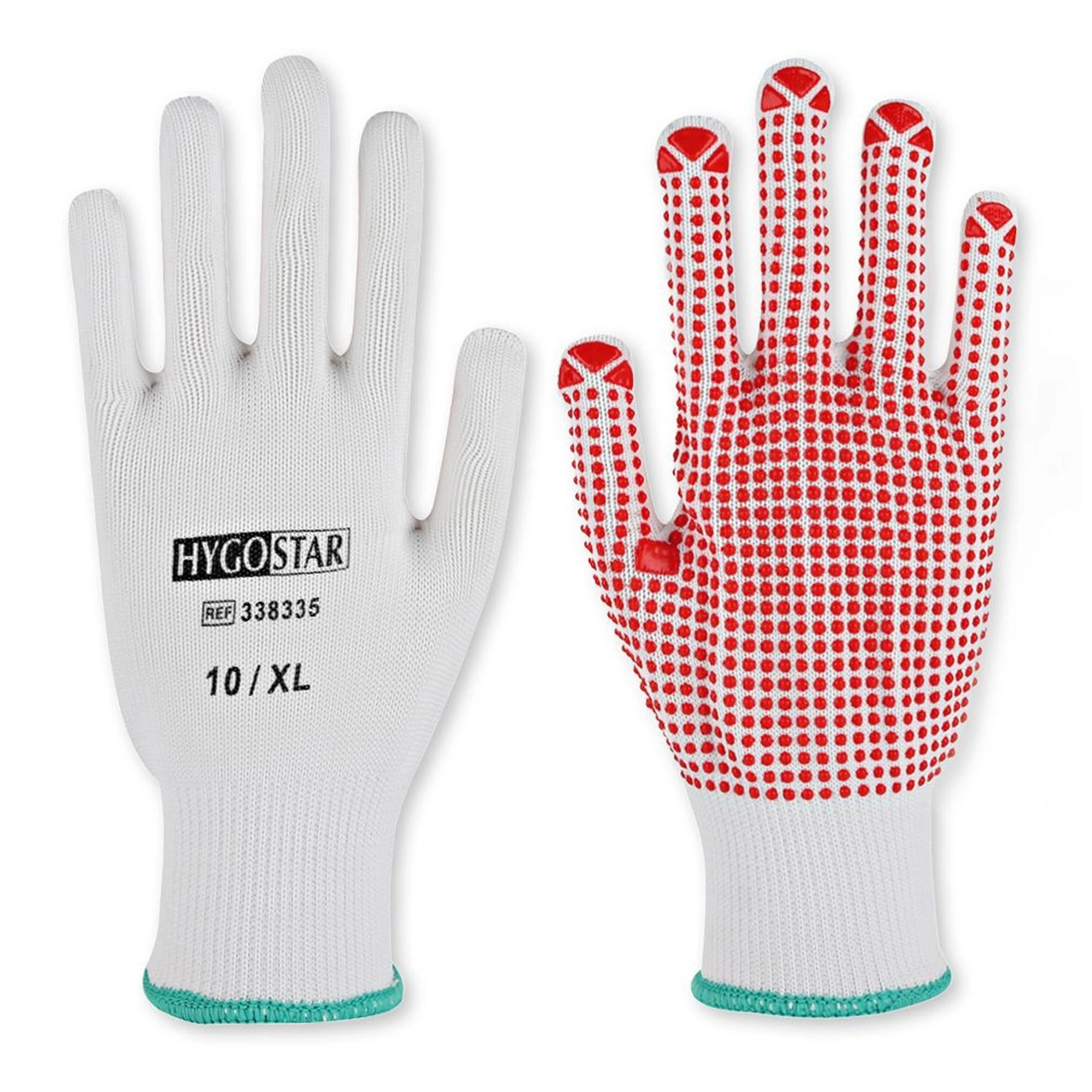 Hygostar Structa Strick Arbeitshandschuhe mit PVC-Beschichtung weiß/rot, VE 120/240 Paar