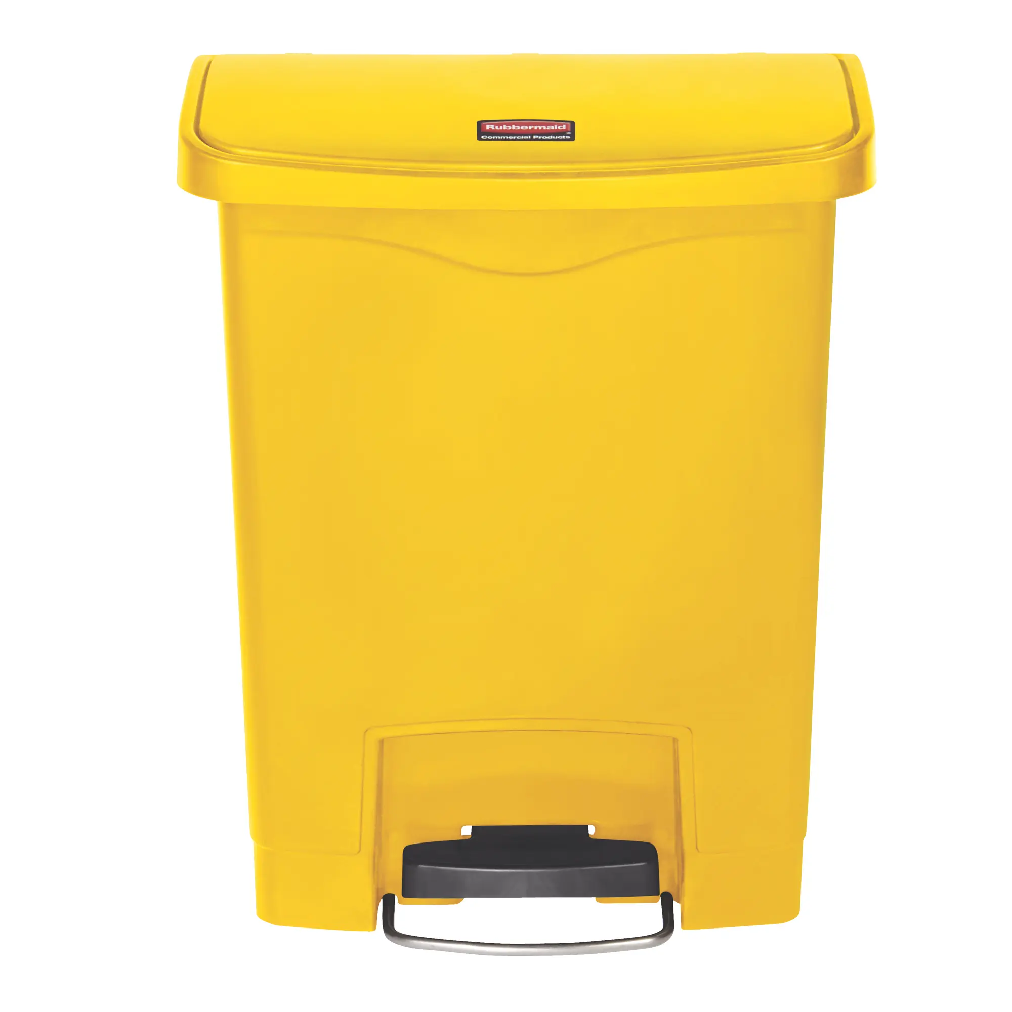 Rubbermaid Slim Jim Step on Abfallbehälter 30 Liter Front Step in Gelb mit stabilem Fußpedal und geräuscharm schließendem Deckel, Art.-Nr. FG1883617