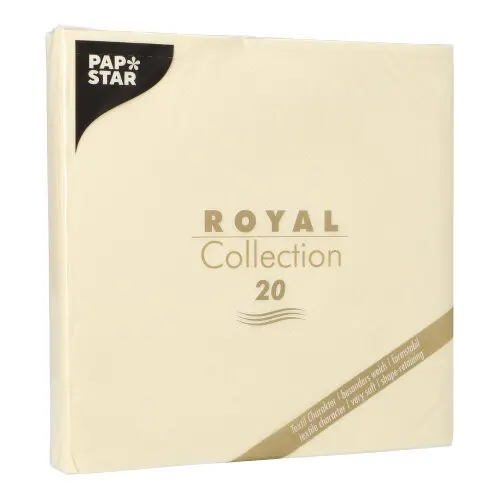 PAPSTAR Servietten ROYAL Collection 1/4-Falz 40 x 40 cm champagner, 8 x 20 Stück, hochwertige Stoffoptik-Servietten, kompostierbar, Artikel 16927