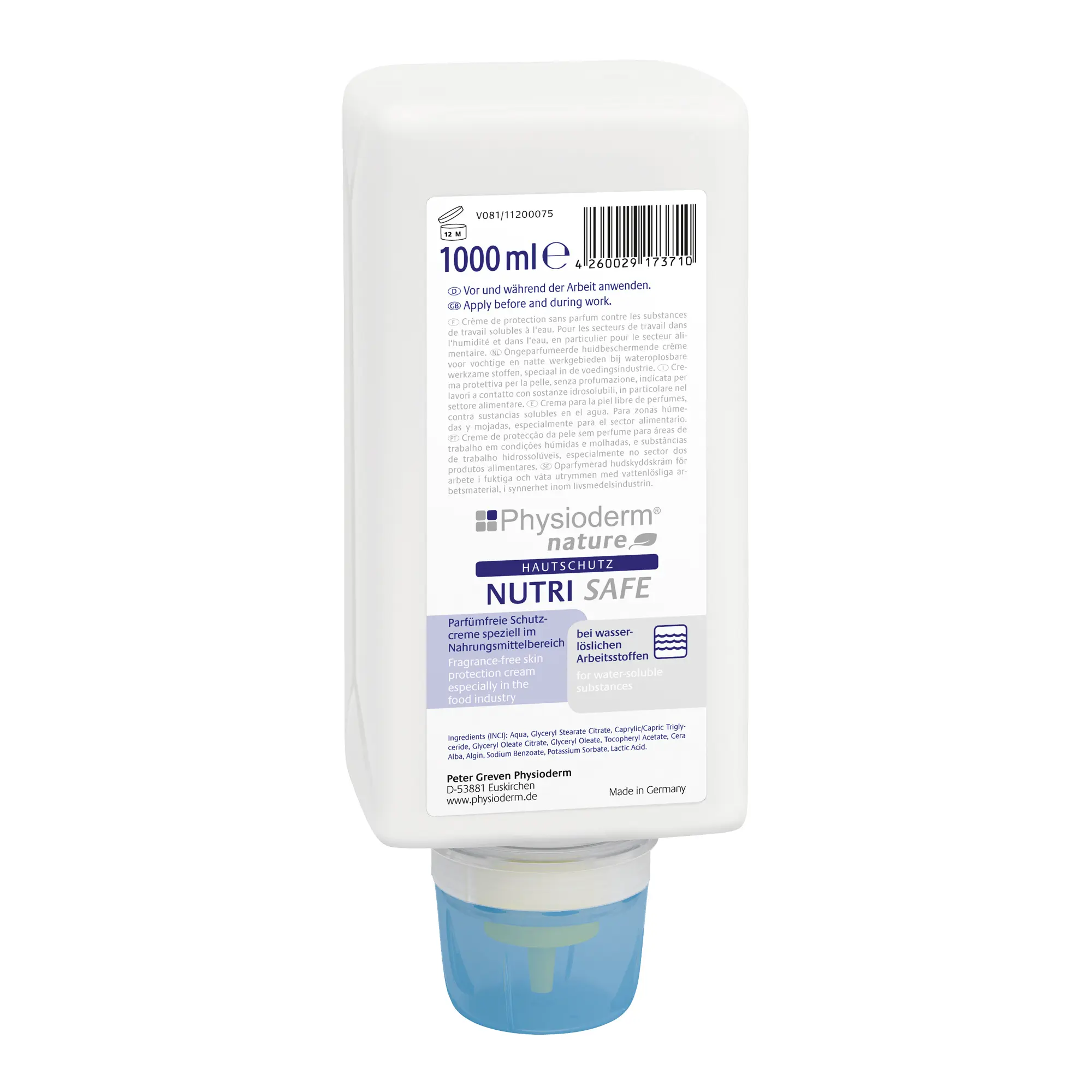 Physioderm Hautschutzcreme Nutri Safe 1 Liter Weichflasche 13457007_1
