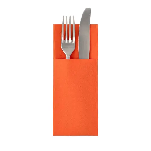 PAPSTAR Servietten "ROYAL Collection" 40 x 30 cm nektarine mit Besteckfalz, stoffähnliche Premium-Tissue-Serviette mit eingestecktem Besteck, FSC-zertifiziert