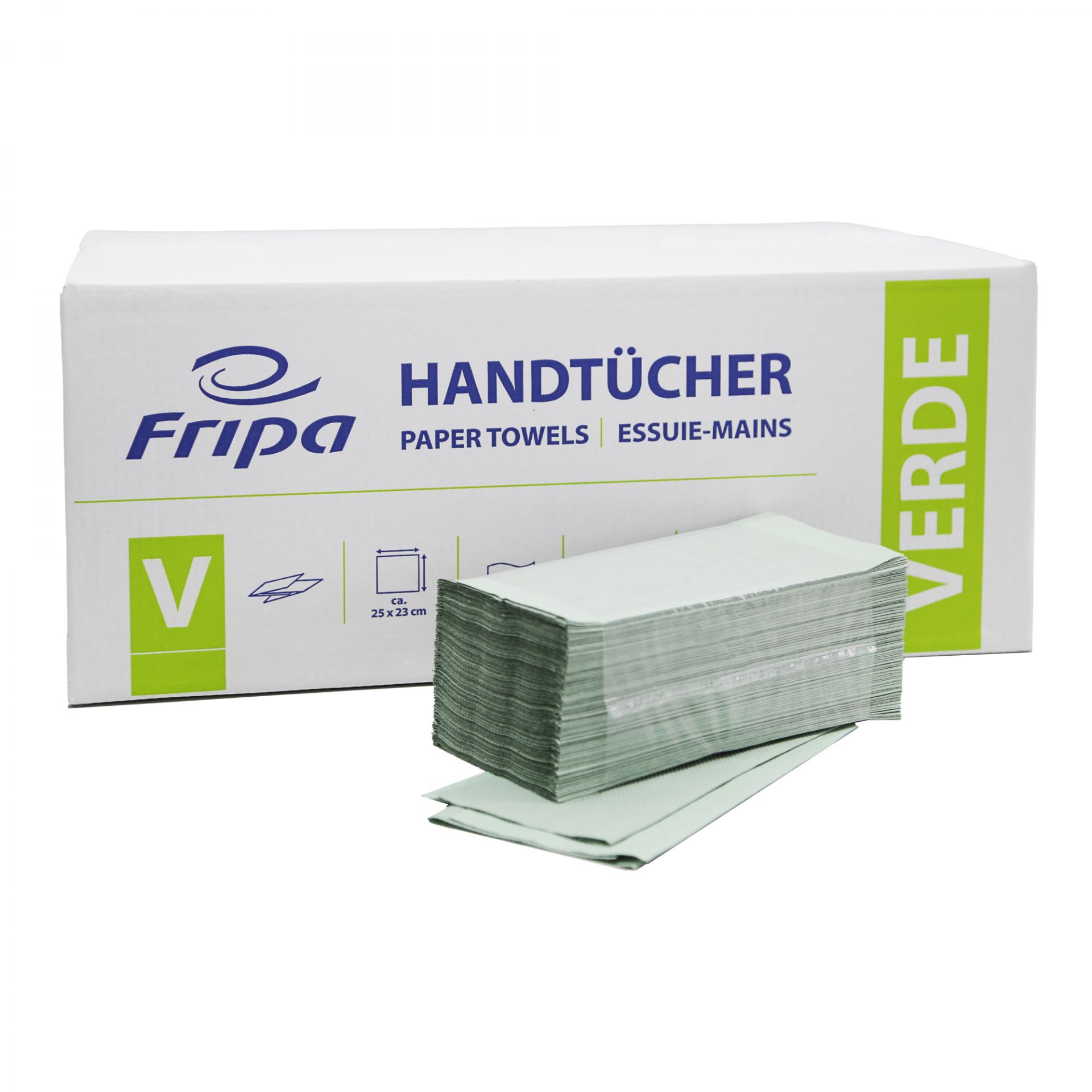 Fripa papierhandt cher 25x23 cm 1 lagig gr n recyclingpapier
